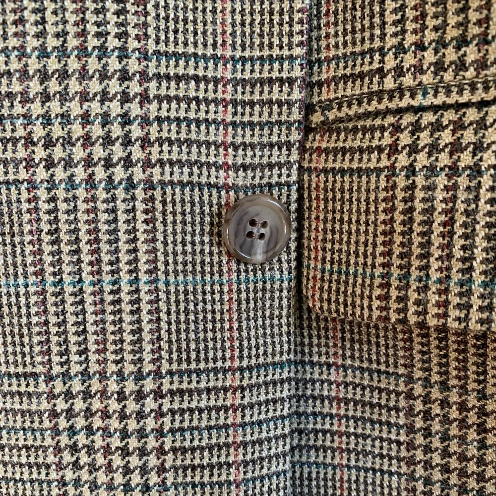 Brooks Brothers Tan Plaid Lambswool 2 Button Madison Relaxed Fit Sport Coat